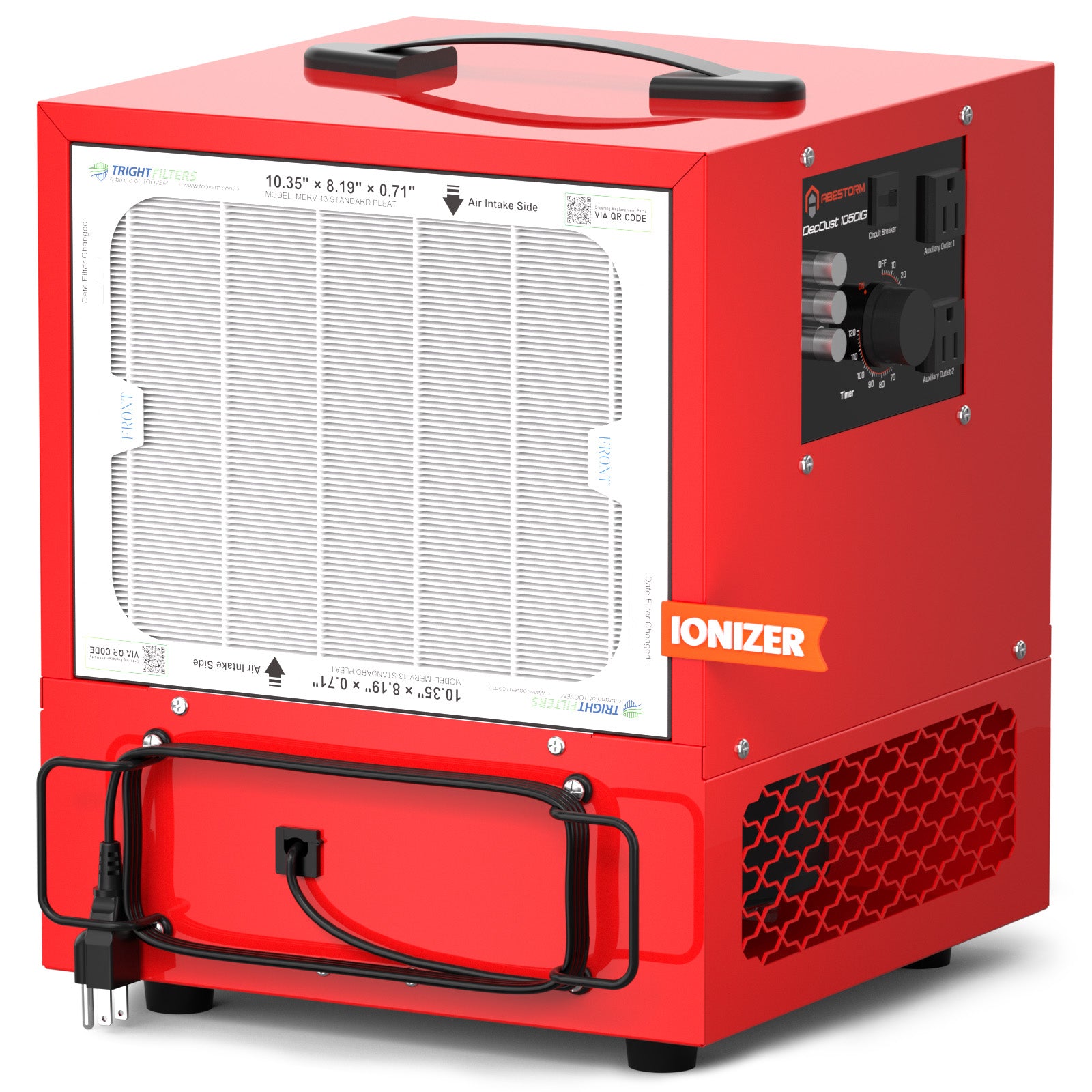 Abestorm 1050 CFM 180° Air Intake Air Filtration System Built-in Ionizer For Woodworking Shops | DecDust 1050IG