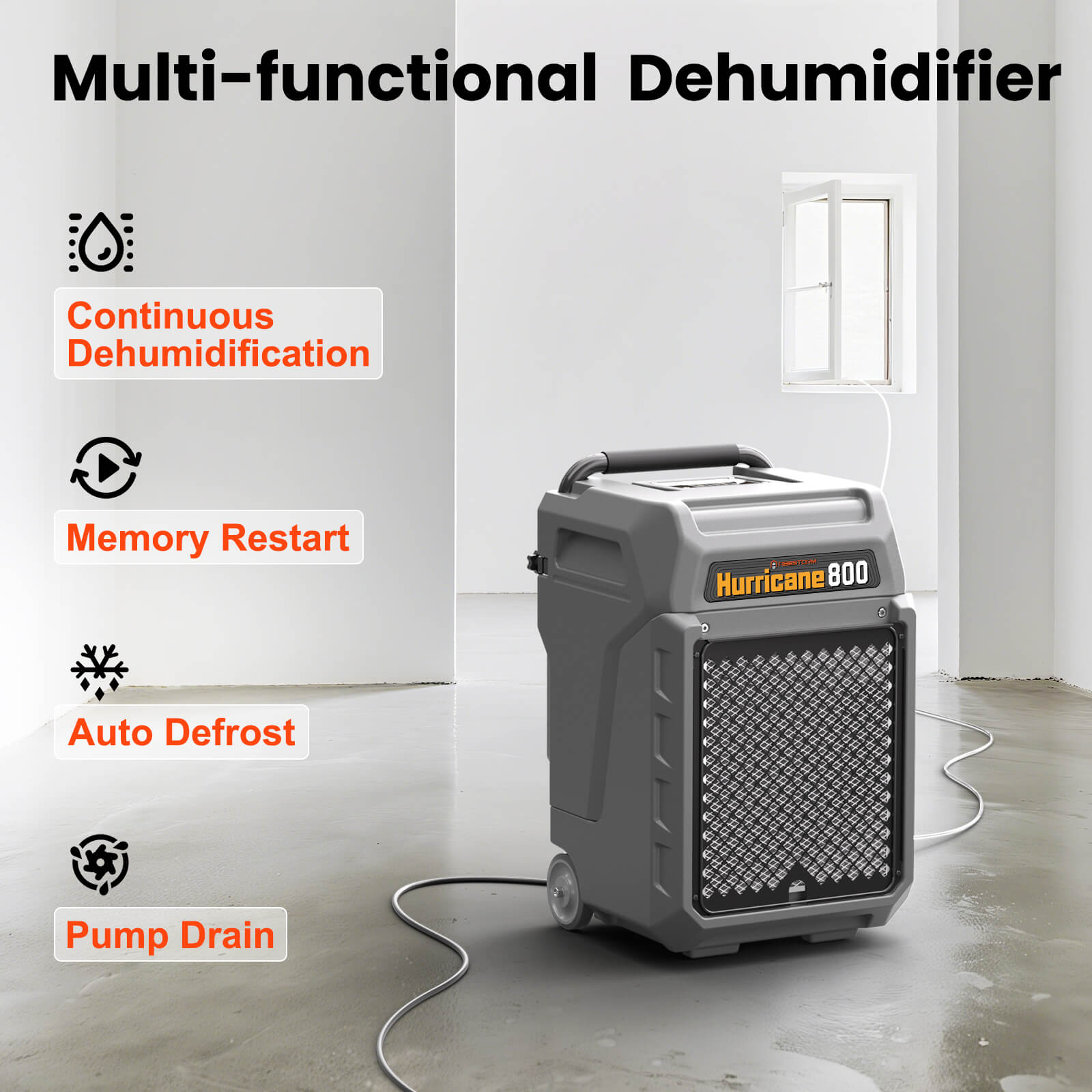 Abestorm 170 PPD 2,100 Sq.Ft Commercial Dehumidifier with Pump and Drain Hose | Hurricane 800