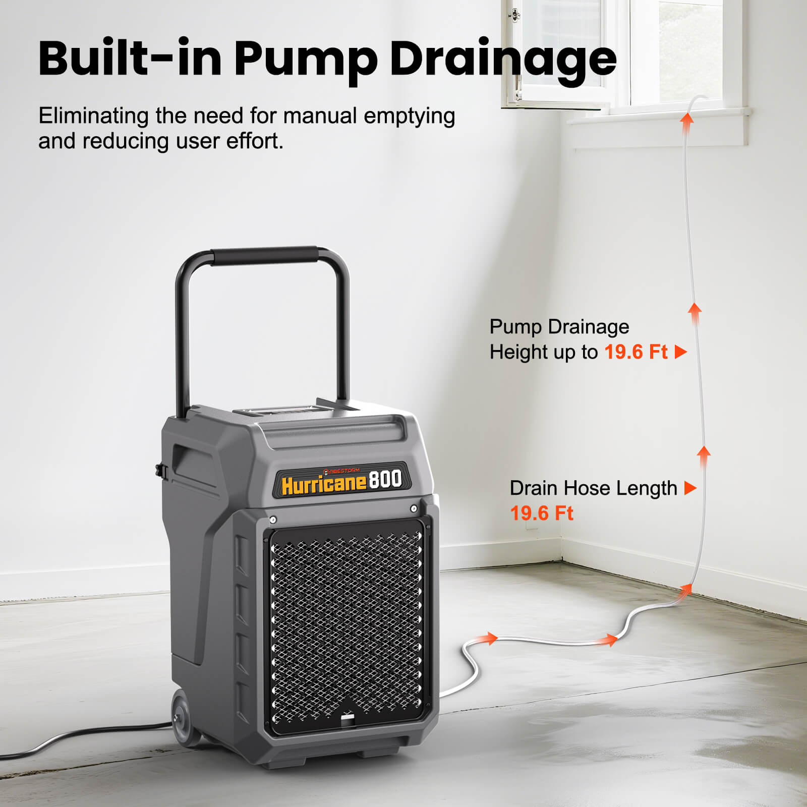 Abestorm 170 PPD 2,100 Sq.Ft Commercial Dehumidifier with Pump and Drain Hose | Hurricane 800