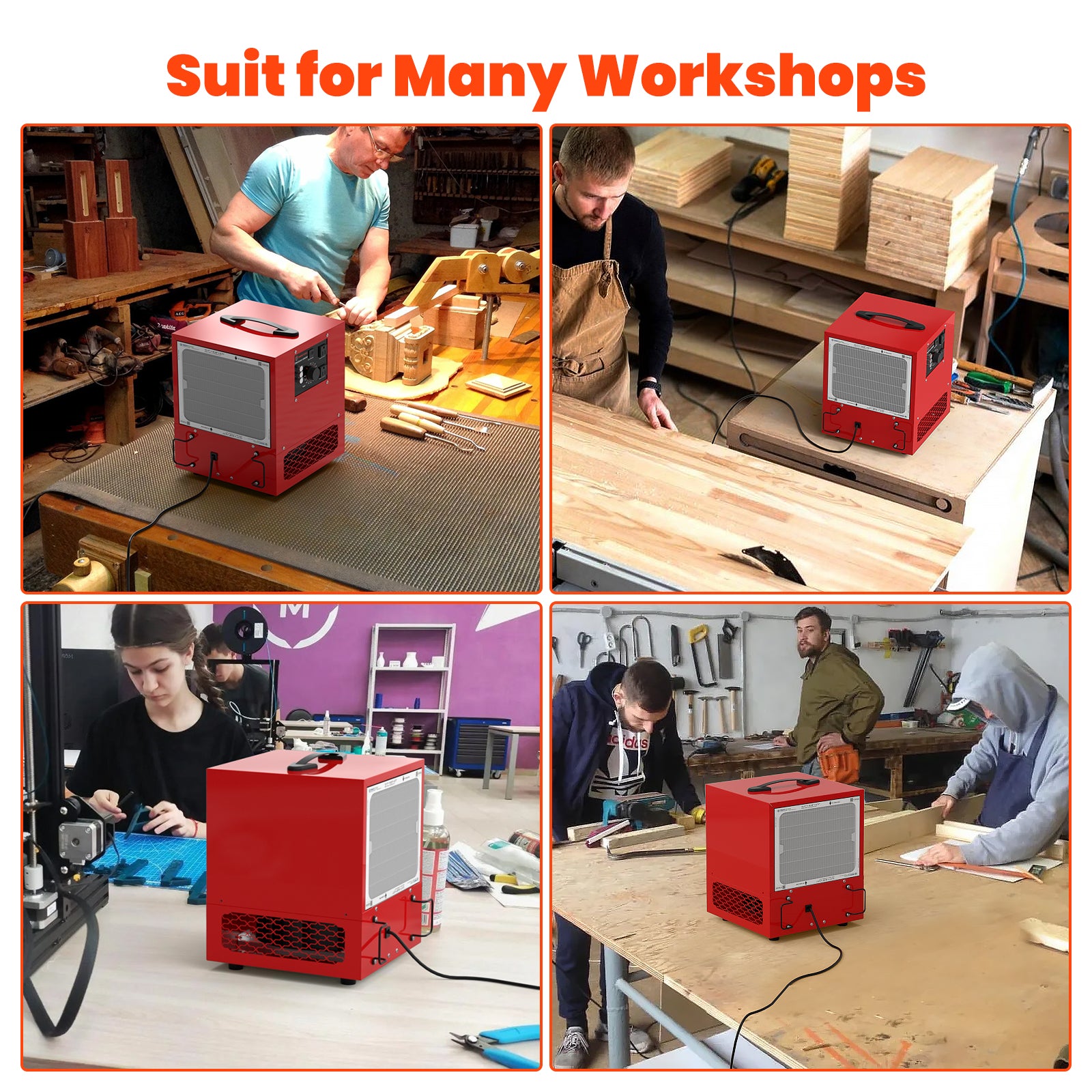 Abestorm 1050 CFM 180° Air Intake Air Filtration System Built-in Ionizer For Woodworking Shops | DecDust 1050IG