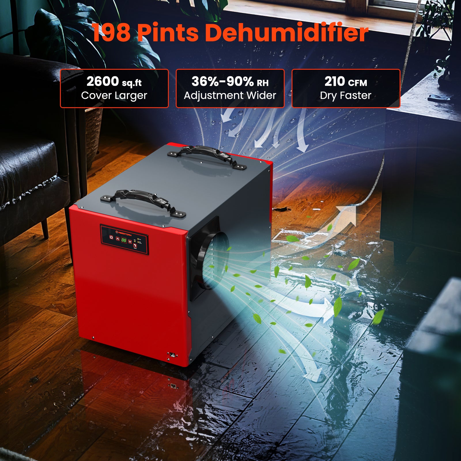 Abestorm 198 PPD Crawl Space Dehumidifier with Pump and Drain Hose | Guardian SNS90 | Energy Star Certified