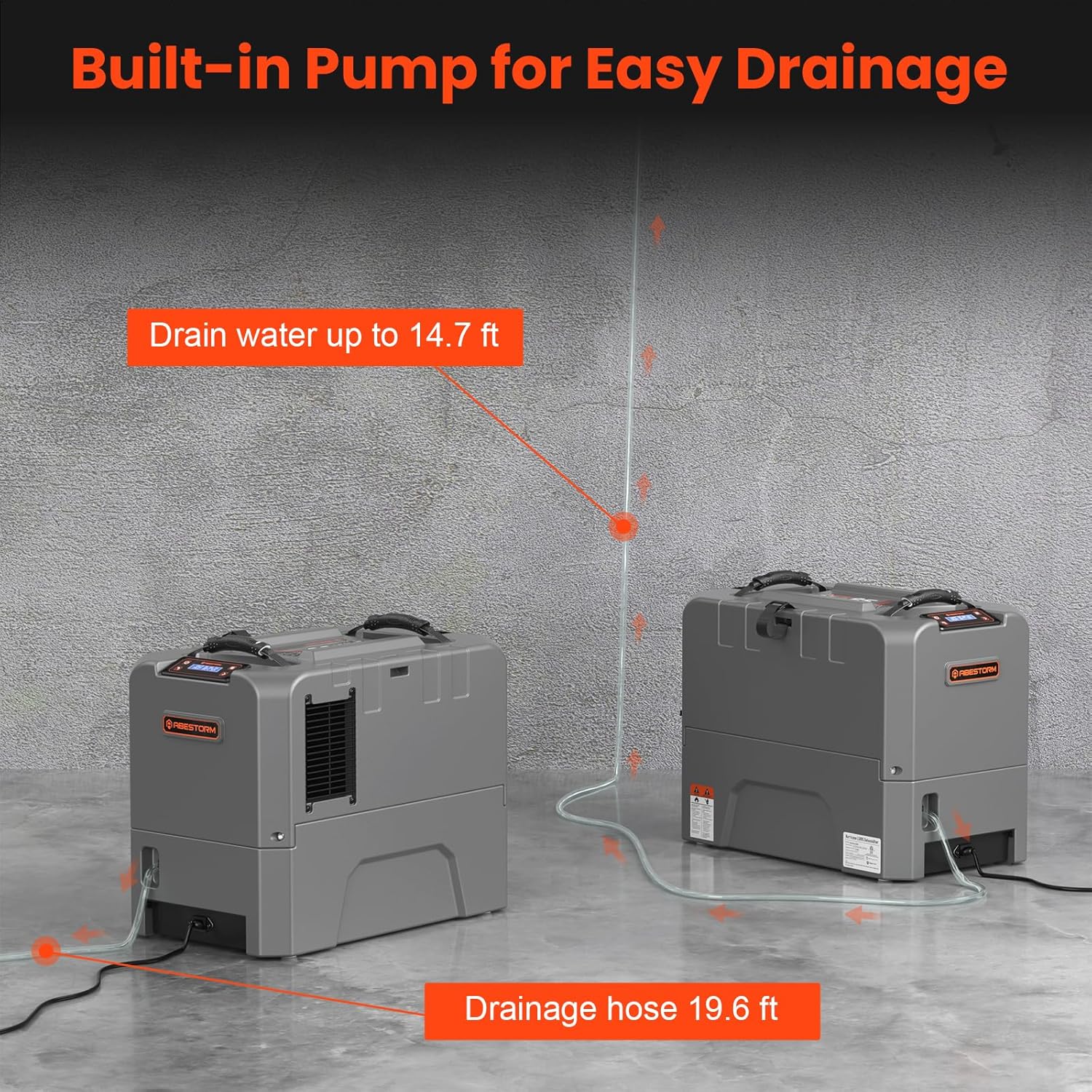 thumbnail image 2 of Abestorm Hurricane LGR85 Commercial Dehumidifier – 180 PPD, Built-In Pump, 2300 Sq Ft Coverage, 5-Year Warranty 2 of 4