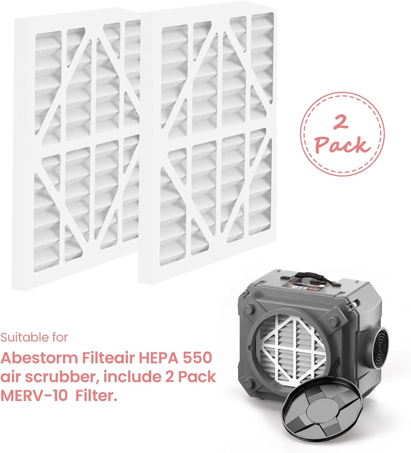 Abestorm 2 Pack MERV-10 Air Filter for Filterair HEPA 550 Air Scrubber