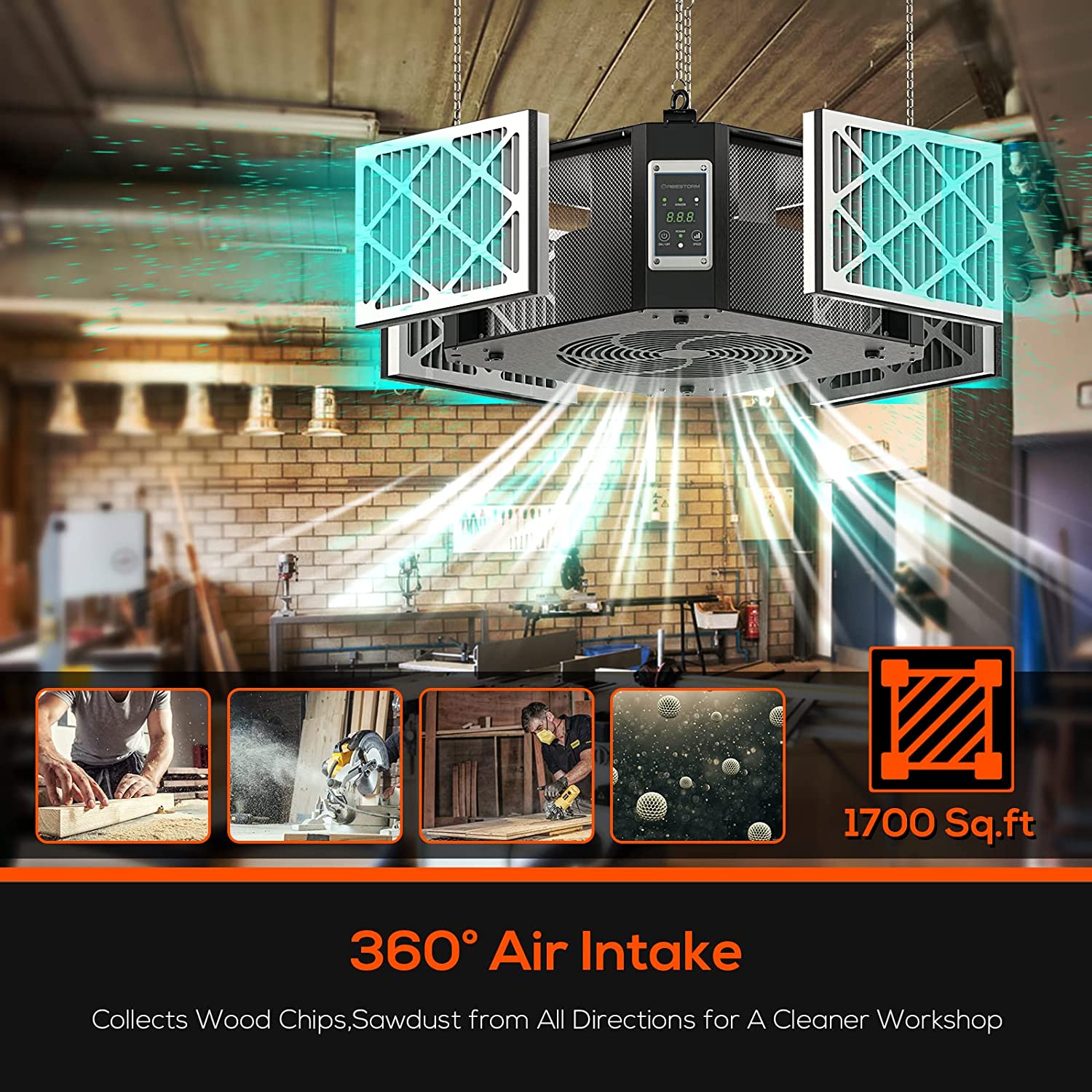 Abestorm 360 Degree Intake Air Filtration System Woodworking | DecDust 1350IG