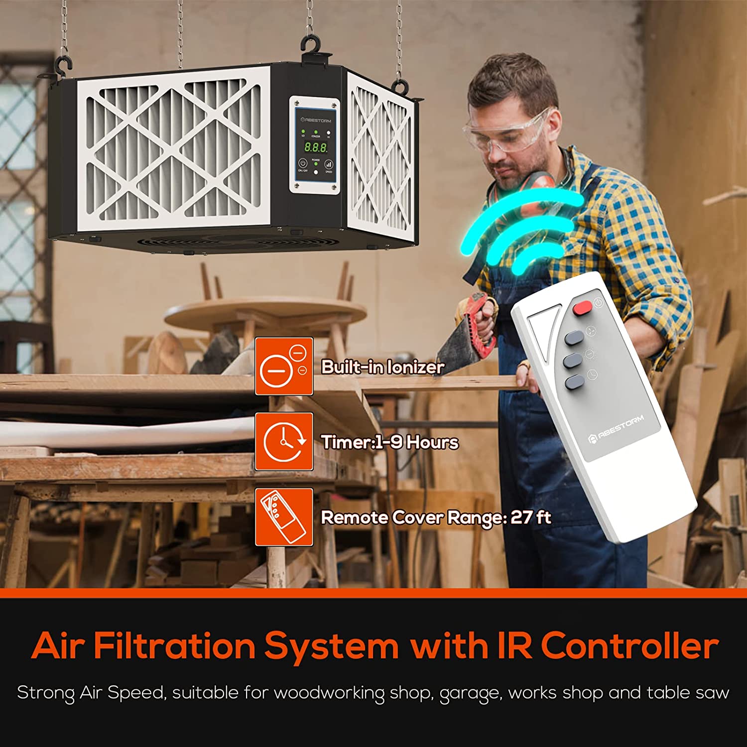 Abestorm 360 Degree Intake Air Filtration System Woodworking | DecDust 1350IG