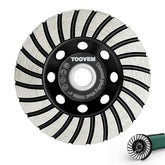 4 Inch Turbo Row Diamond Grinding Cup Wheel for Concrete Granite Marble Masonry Brick Fits 7/8 Inch or 5/8 Inch Arbor