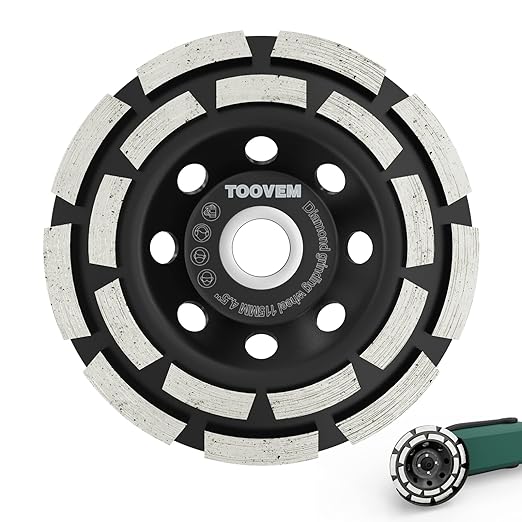 4-1/2 Inch Double Row Diamond Grinding Cup Wheel for Concrete Granite Marble Masonry Brick Fits 7/8 Inch Arbor