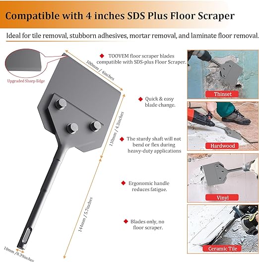 SDS Plus Floor Scraper Replacement Blades,  Washers for 4" x 10" SDS Plus Floor Scrapers (4 in)