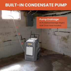 Abestorm 180 PPD 2,300 Sq.Ft Smart WIFI Commercial Dehumidifier with Pump and Drain Hose | Hurricane 850 Grey WiFi