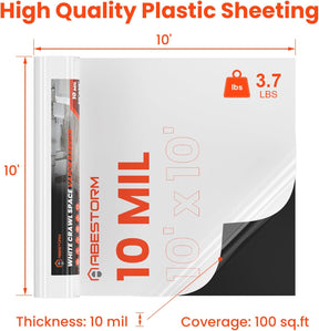 Abestorm 10 mil 10'x100' Crawl Space Vapor Barrier for Encapsulation and Moisture Control