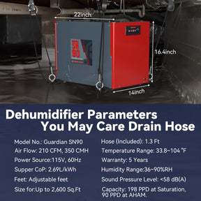 Abestorm 198 PPD Crawl Space Dehumidifier Size for 2,600 Sq. Ft | Guardian SN90