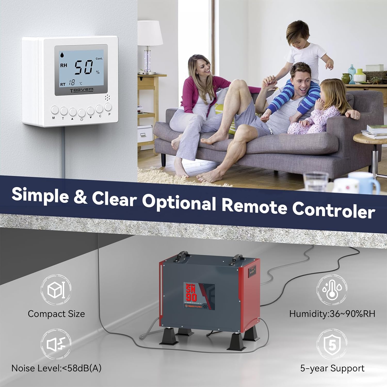 Abestorm 198 PPD Crawl Space Dehumidifier Size for 2,600 Sq. Ft | Guardian SN90
