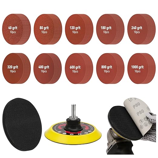 5 inch Sanding Discs Hook and Loop, Angle Grinder Attachments (103 Pieces)