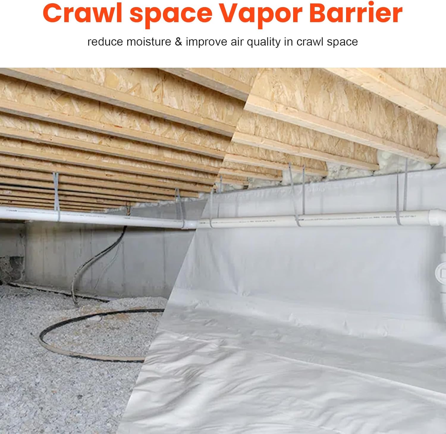 Abestorm 12 mil 10'x100' Crawl Space Vapor Barrier for Encapsulation and Moisture Control
