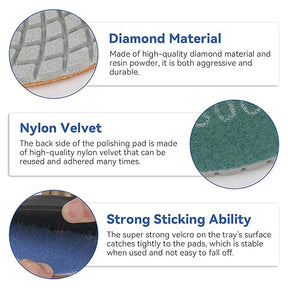 4 Inch Diamond Polishing Pads,14 Pcs Wet Dry Polishing Pads Kit Sanding Pads， for Drill Grinder Polisher,Granite Marble Stone Concrete Countertop Quartz