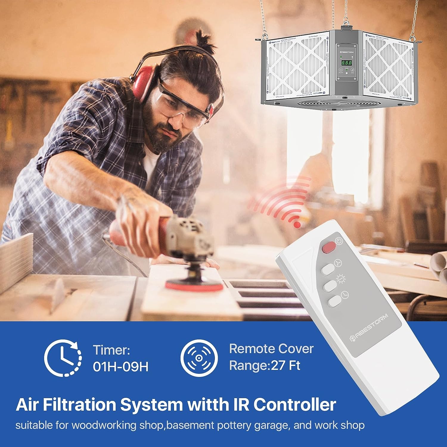Abestorm 360 Degree Intake Air Filtration System Woodworking | DecDust 1350 Gray