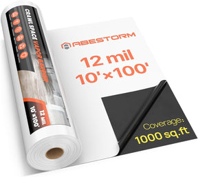 Abestorm 12 mil 10'x100' Crawl Space Vapor Barrier for Encapsulation and Moisture Control