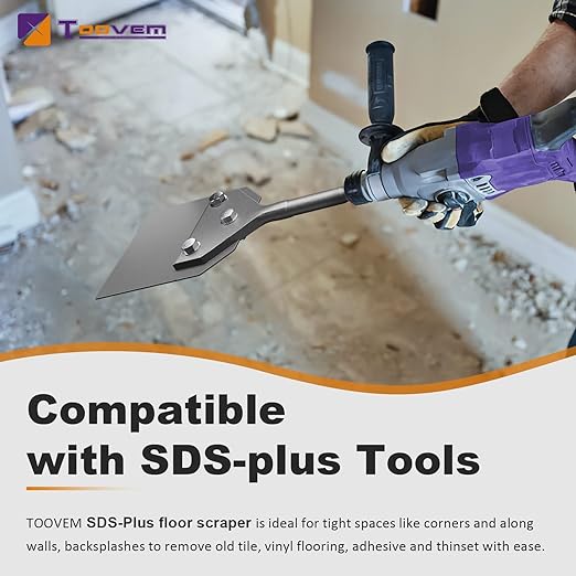 4 Inch SDS Plus Floor Scraper Kit , Removes Thinset & Adhesives Wall Scraper, 4" x 10" Tile Removal Chisel Tool, fits SDS-Plus Rotary Hammers