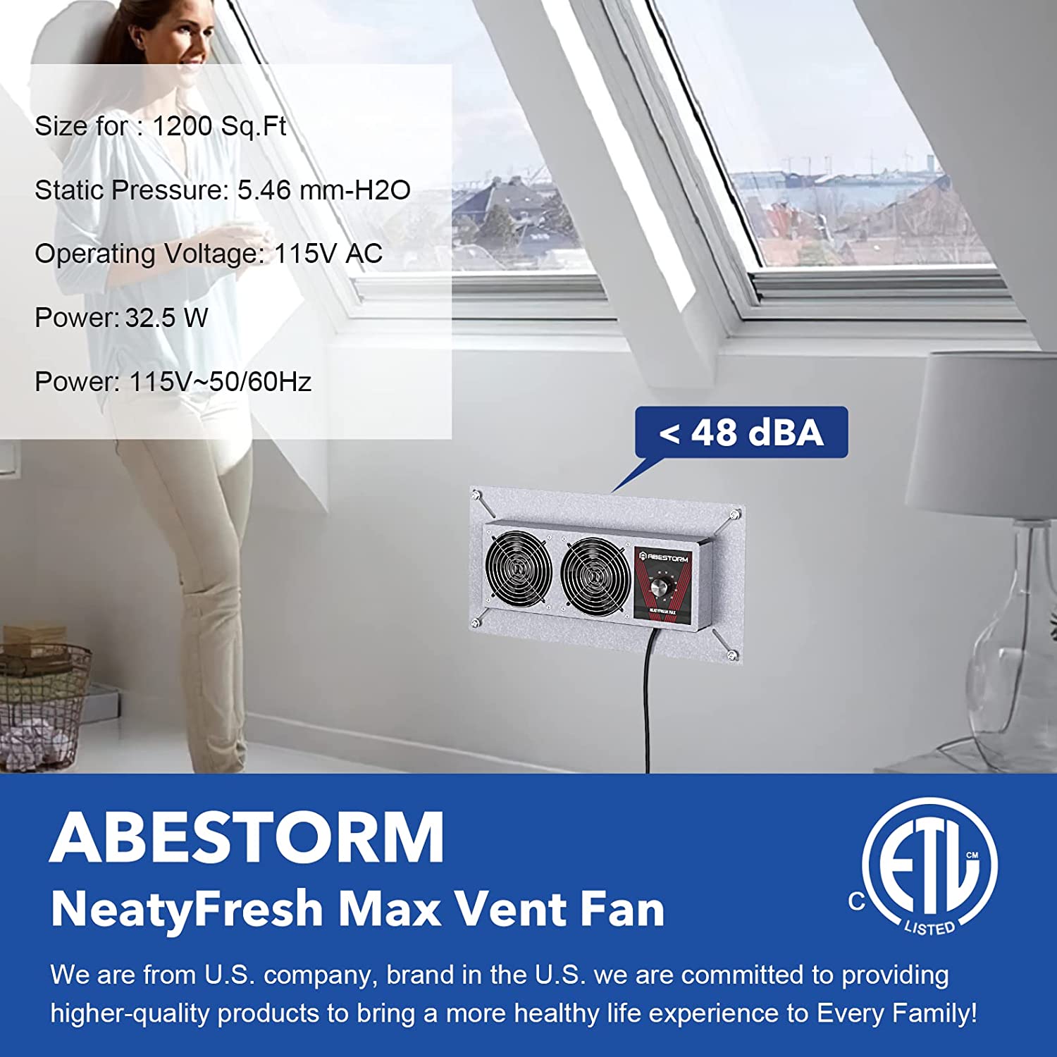 Abestorm NeatyFresh Max Crawlspace Ventilation Fan