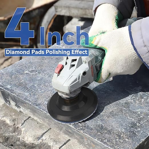 4 Inch Diamond Polishing Pads,14 Pcs Wet Dry Polishing Pads Kit Sanding Pads， for Drill Grinder Polisher,Granite Marble Stone Concrete Countertop Quartz