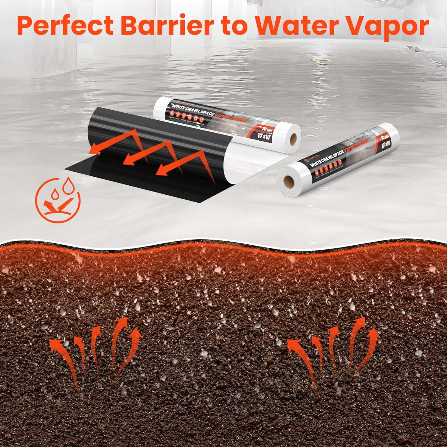 Abestorm 10 mil 10'x100' Crawl Space Vapor Barrier for Encapsulation and Moisture Control