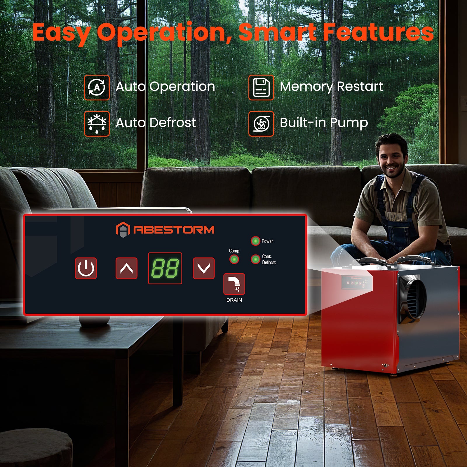 Abestorm 198 PPD Crawl Space Dehumidifier with Pump and Drain Hose | Guardian SNS90 | Energy Star Certified