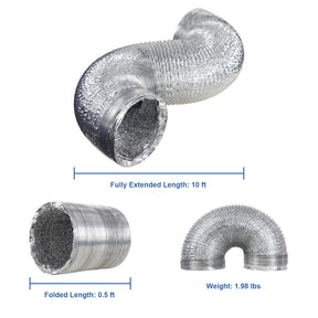 Abestorm Dehumidifier Aluminum foil Intake Duct 10 inches Diameter 10 ft Long with Duct Clamps, Return Duct Collar Assembly for Guardian SNS100/120