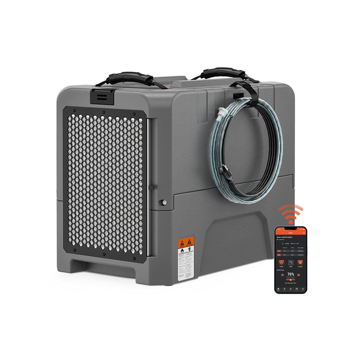 Abestorm 180 PPD 2,300 Sq.Ft Smart WIFI Commercial Dehumidifier with Pump and Drain Hose | Hurricane LGR85-Grey (wifi app not available now)