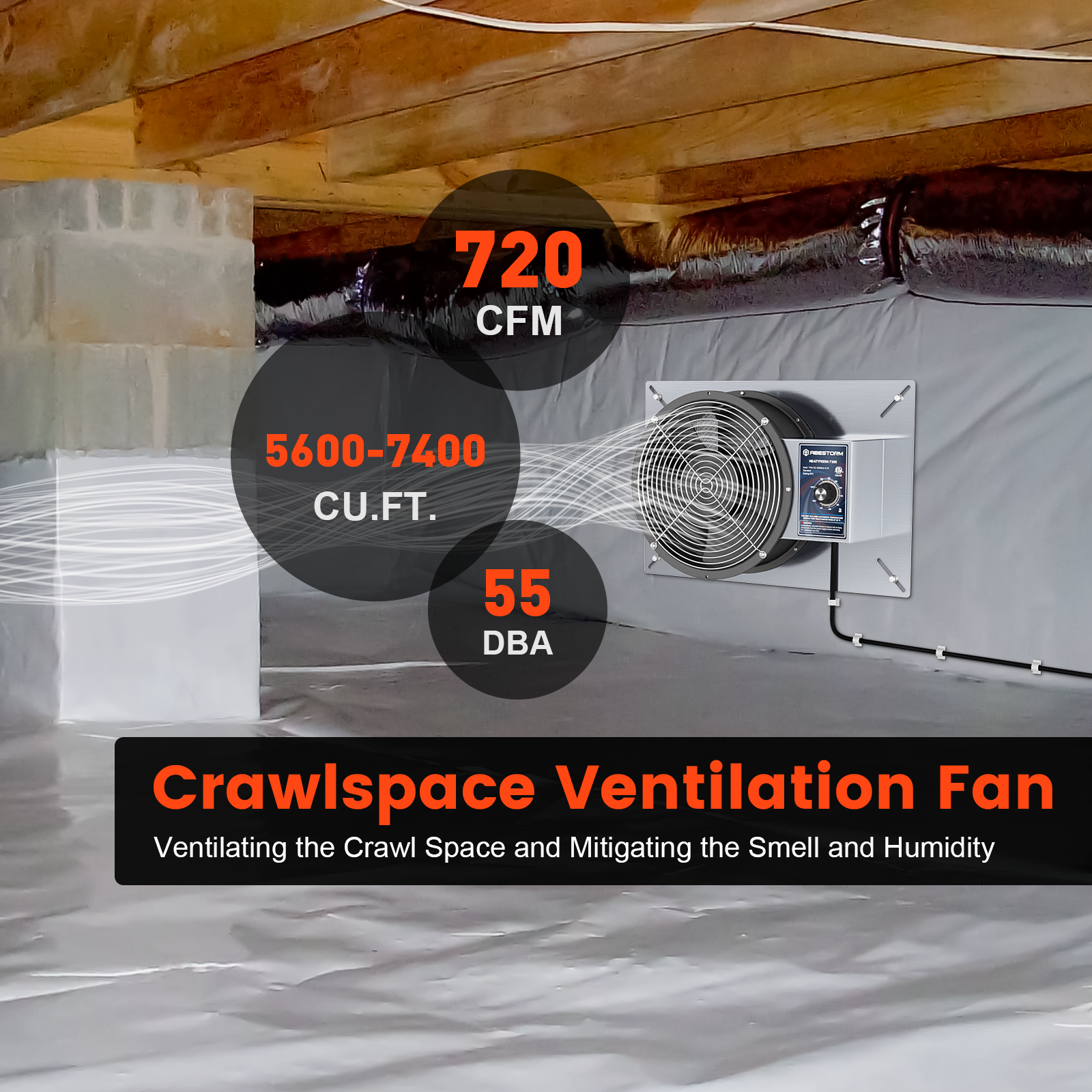 Abestorm 720CFM Crawlspace Ventilator Fan | NeatyFresh 720S