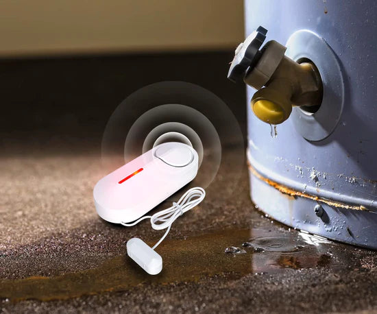 Alarm Water Detector Sink Overflow Sensor Alarm Water Leak Detector Basement for Home Floor 90 db with Indicator Light