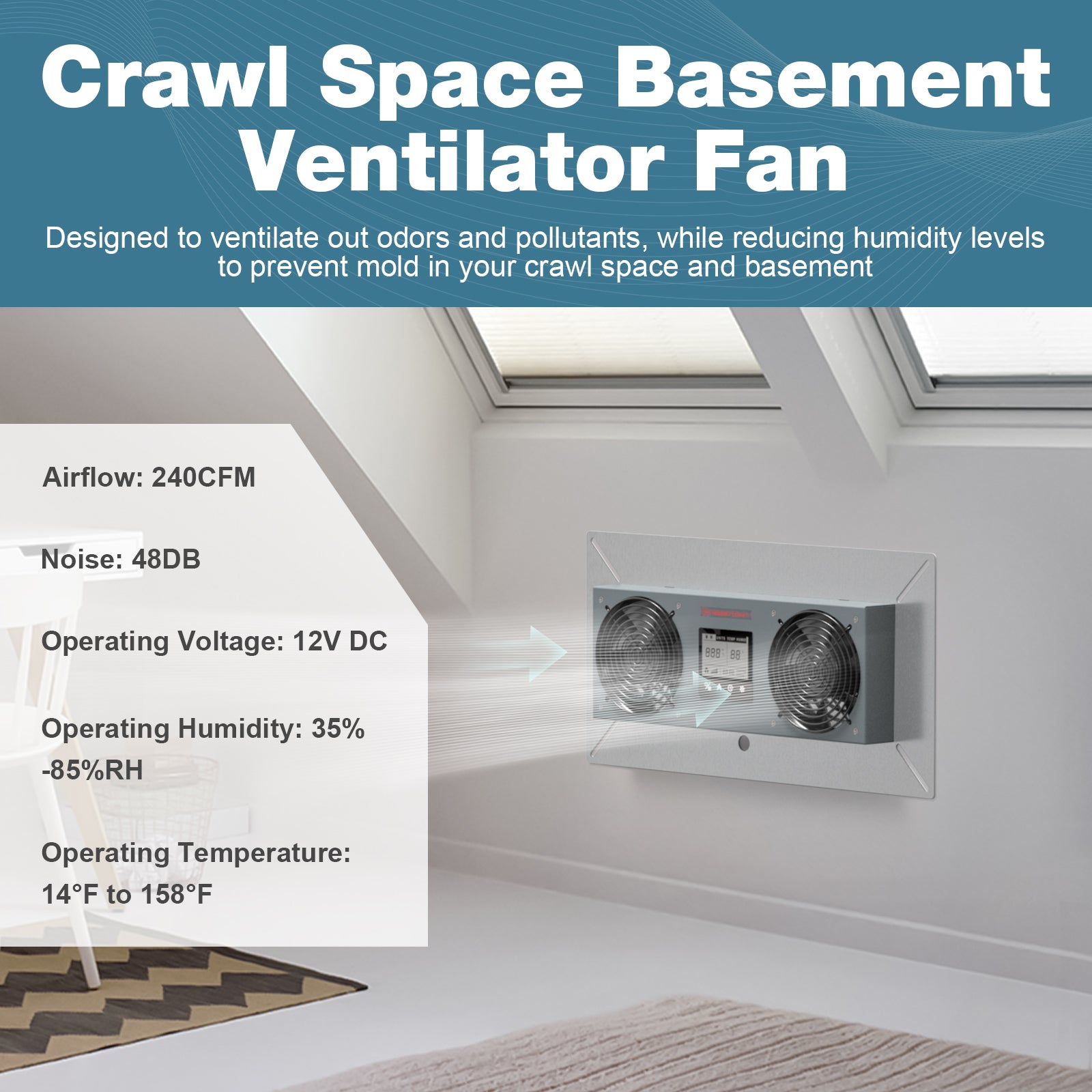 Abestorm NeatyFresh Pro Crawlspace Ventilation Fan